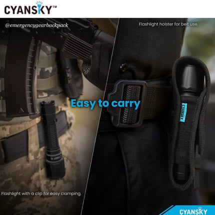 Cyansky K3 V2.0 Tactical Flashlight 2000LMS 700M - Emergency Gear Backpack