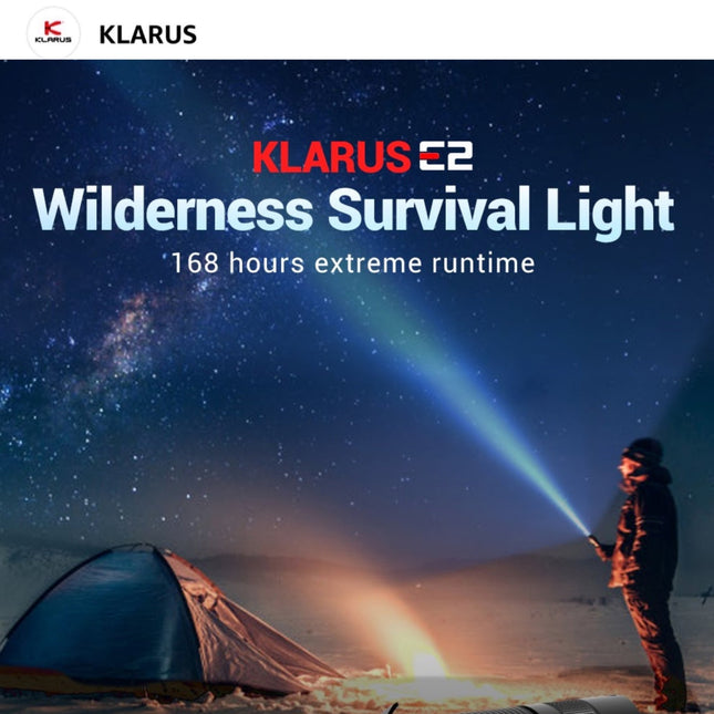 Klarus E2 1600 Lumens 190M Deep Carry Pocket EDC Flashlight - Emergency Gear Backpack