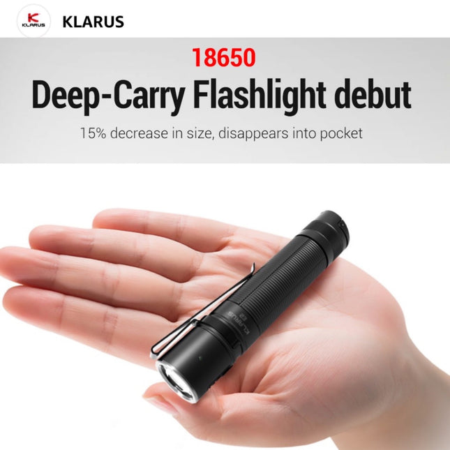 Klarus E2 1600 Lumens 190M Deep Carry Pocket EDC Flashlight - Emergency Gear Backpack