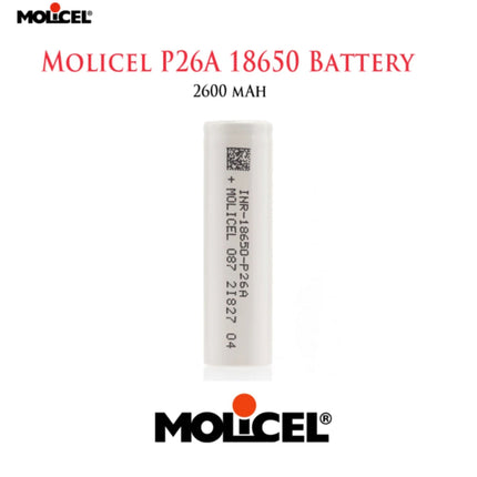 Molicel P26A INR18650 2600mAh 3.6V 35A High Drain Rechargeable Li - ion Battery - Emergency Gear Backpack