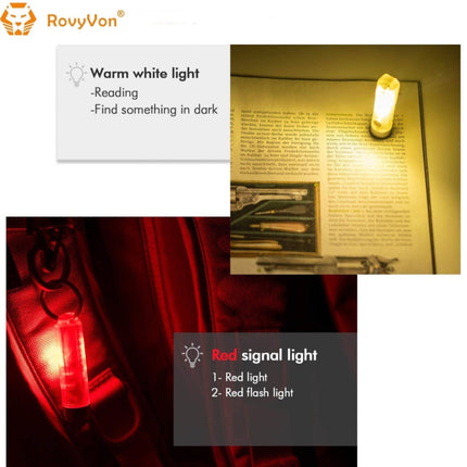 RovyVon Aurora A25 White/RED Green GITD Keychain Flashlight - Emergency Gear Backpack