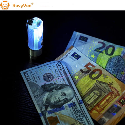 RovyVon Aurora A25 White/UV Green GITD 1000 Lumens EDC Keychain Flashlight - Emergency Gear Backpack