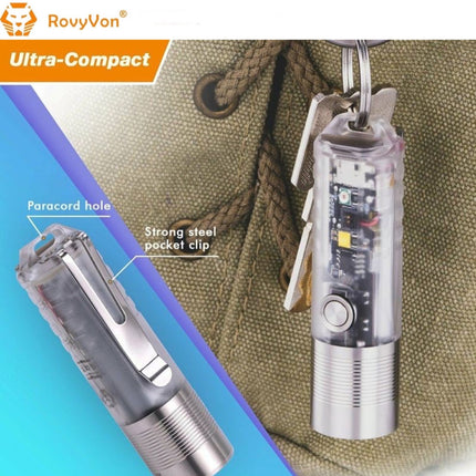 RovyVon Aurora A25 White/UV Green GITD 1000 Lumens EDC Keychain Flashlight - Emergency Gear Backpack