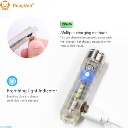 RovyVon Aurora A5x White/UV Green GITD Keychain Flashlight - Emergency Gear Backpack