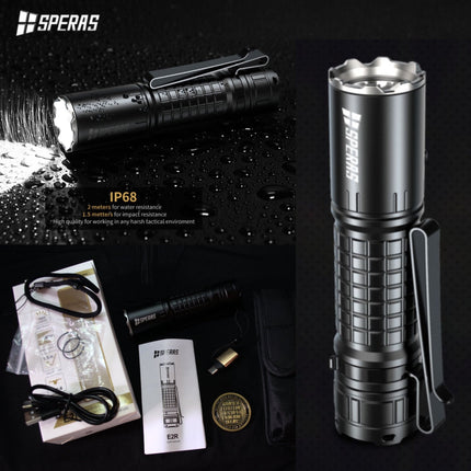 SPERAS E2R 1500LMS 267M 21700 EDC Flashlight - Emergency Gear Backpack