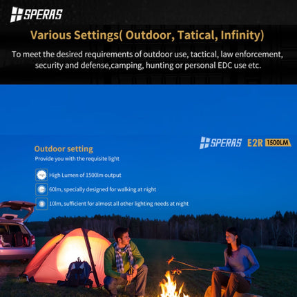 SPERAS E2R 1500LMS 267M 21700 EDC Flashlight - Emergency Gear Backpack
