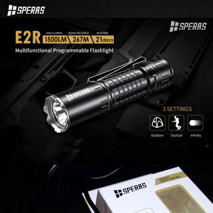 SPERAS E2R 1500LMS 267M 21700 EDC Flashlight - Emergency Gear Backpack