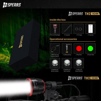 SPERAS TH2 Zoomable Tactical Flashlight - Emergency Gear Backpack