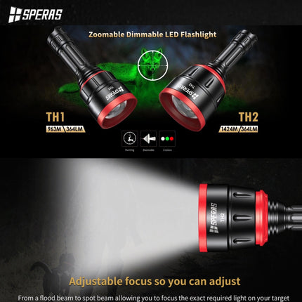 SPERAS TH2 Zoomable Tactical Flashlight - Emergency Gear Backpack