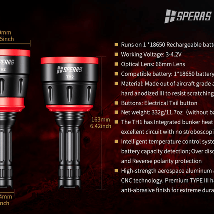 SPERAS TH2 Zoomable Tactical Flashlight - Emergency Gear Backpack