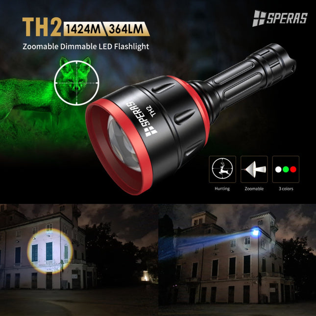 SPERAS TH2 Zoomable Tactical Flashlight - Emergency Gear Backpack