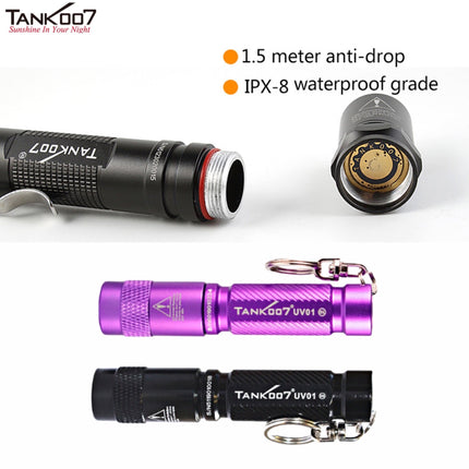 TANK007 UV01 365nm 1W Mini Keychain UV Flashlight - Emergency Gear Backpack