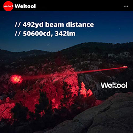 Weltool T10 - HR Red Light 342 Lumens 450M Searchlight - Emergency Gear Backpack
