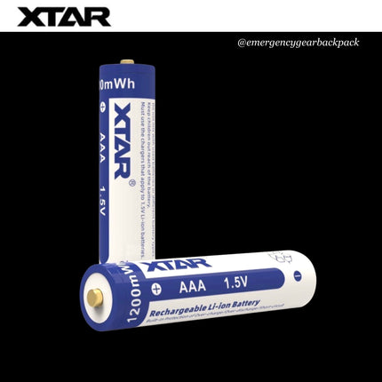 XTAR 1.5V Li - ion Battery AAA 1200mWh/750mAh (Pack 4) - Emergency Gear Backpack
