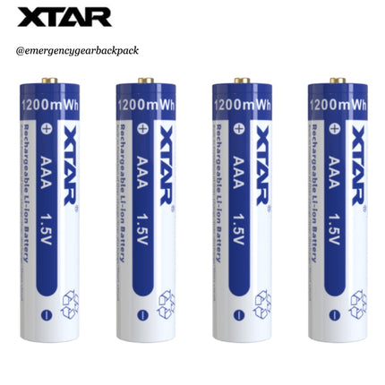 XTAR 1.5V Li - ion Battery AAA 1200mWh/750mAh (Pack 4) - Emergency Gear Backpack