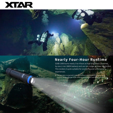 XTAR D20B 1000LMS 50M Diving Flashlight - Emergency Gear Backpack