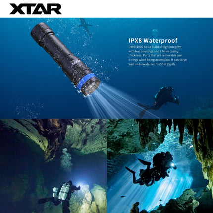 XTAR D20B 1000LMS 50M Diving Flashlight - Emergency Gear Backpack