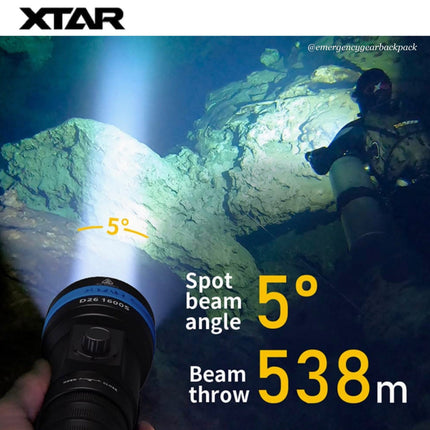 XTAR D26 1600S 100M Diving Flashlight - Emergency Gear Backpack