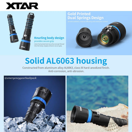 XTAR DS1 1000LMS 282M Spearfishing Diving Flashlight - Emergency Gear Backpack