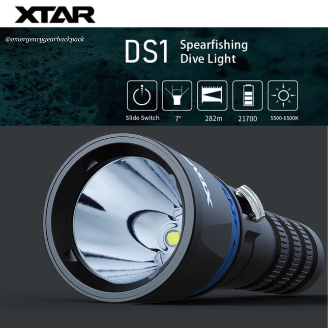 XTAR DS1 1000LMS 282M Spearfishing Diving Flashlight - Emergency Gear Backpack