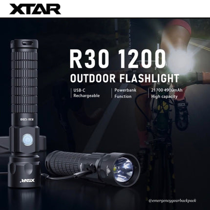 XTAR R30 1200 Lumens 226M EDC Flashlight - Emergency Gear Backpack
